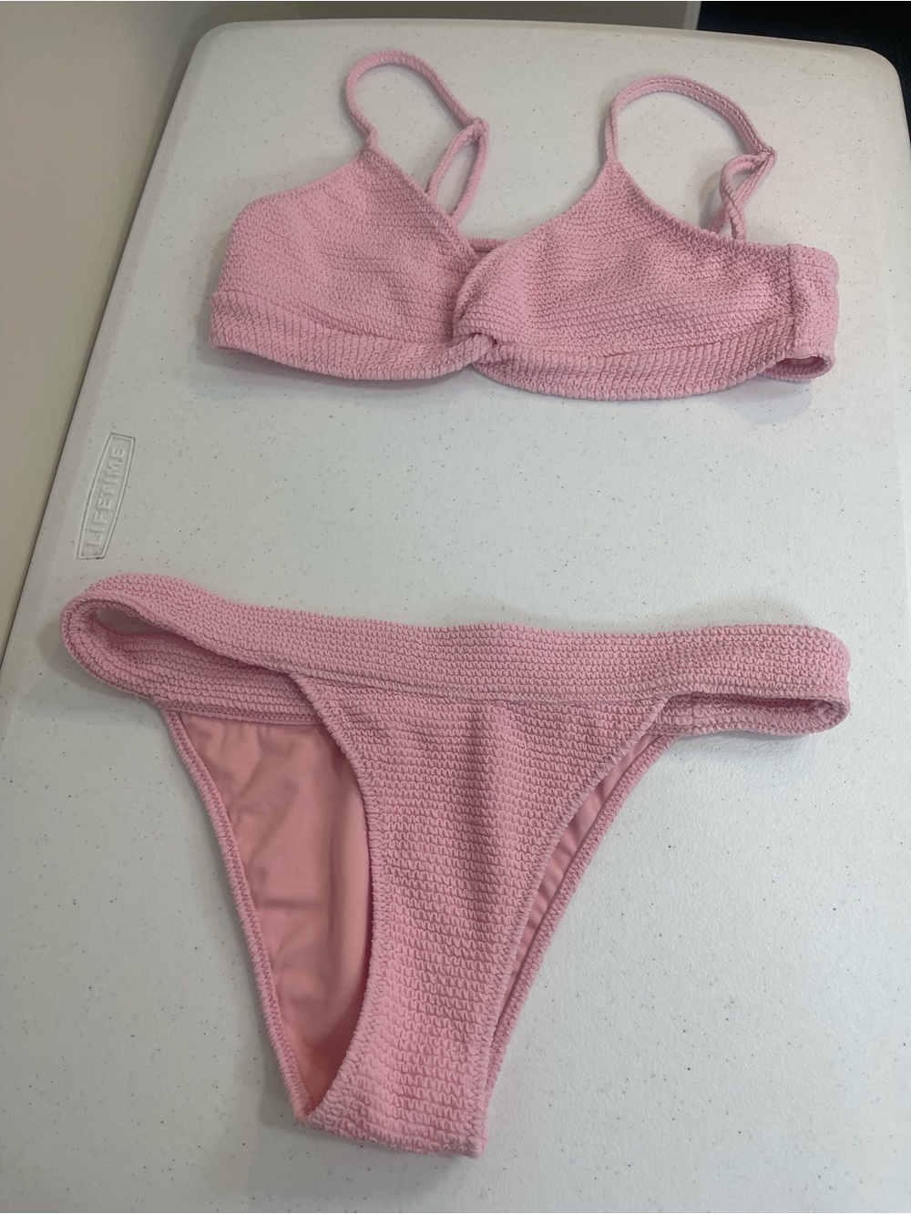 La Hearts Pink Smocked Bikini Set